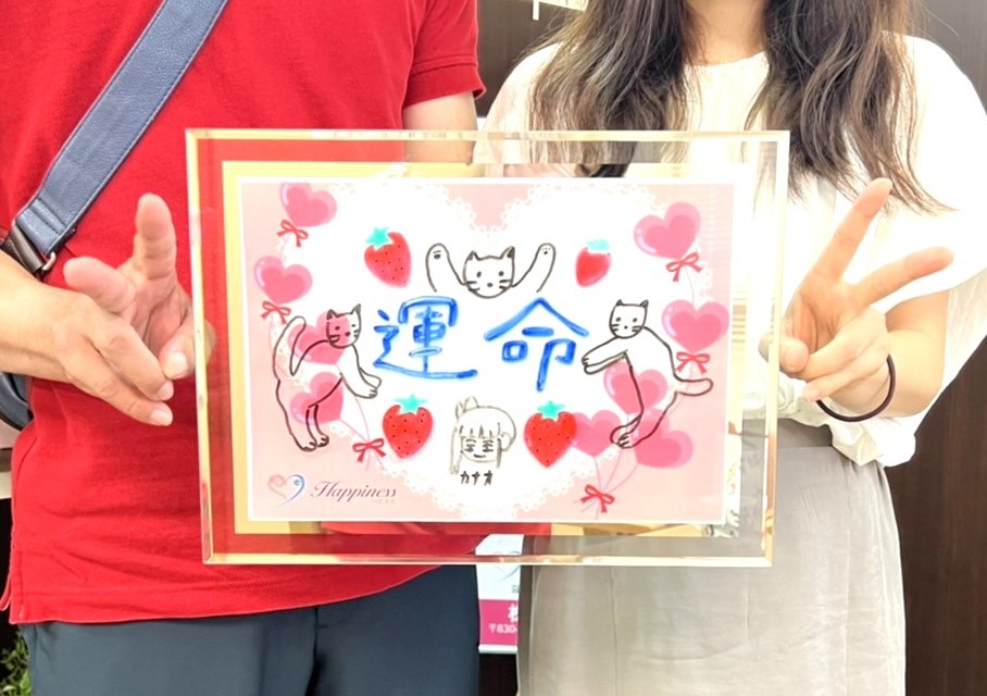 こんなに素敵な人と結婚が決まって最高に嬉しいです💕 ハピネスの会員さま同士のカップルがご成婚手続きにご来店されました(*^^)v