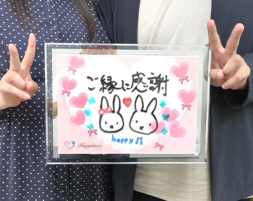 誠実で優しい彼と社交的でとても楽しい彼女の仲良しカップルのご成婚です💕 お二人のご来店でパッと明るくなったハピネスです( *´艸｀)